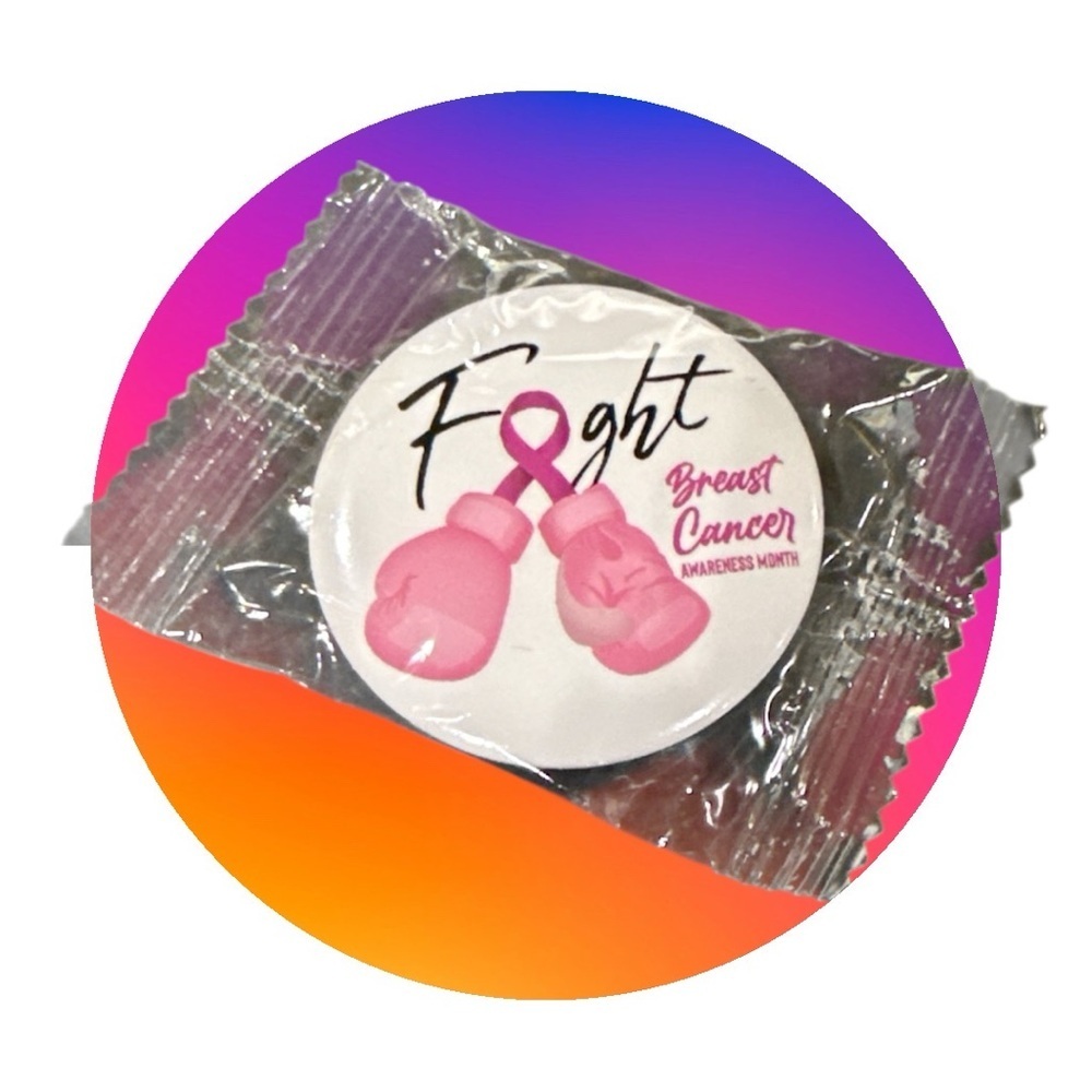 Pink Boxing Gloves Awareness Button - Picture 4 of 4